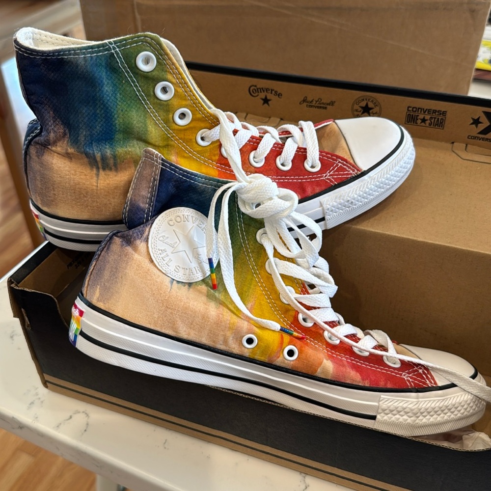 Converse High Top Sneakers Rainbow Tie-Dye Colorblock